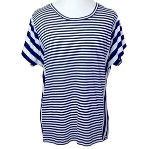 MICHAEL Michael Kors Blouse T-shirt Short/cap sleeves Stripes Navy blue White